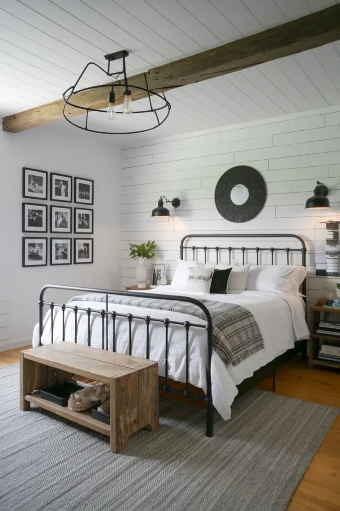 20 Black, White, and Grey Bedroom Ideas That Feel Cozy Yet Luxurious 6 Modern Farmhouse with Black and White Contrast