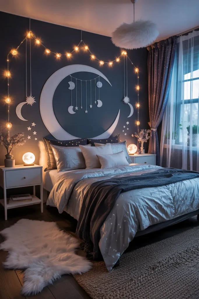 25 Bohemian Dark Cottagecore Bedroom Ideas for the Ultimate Moody Aesthetic 19 Mystical Moonlit Haven
