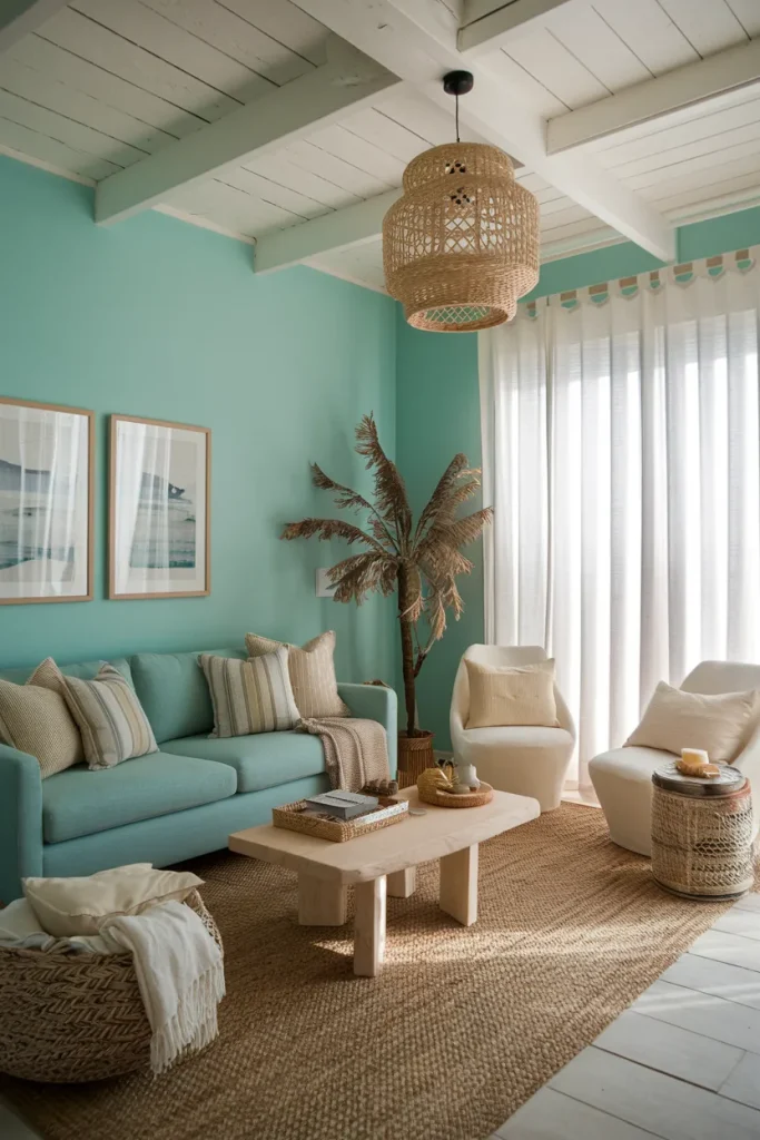 Ocean-Inspired Aqua and Sand