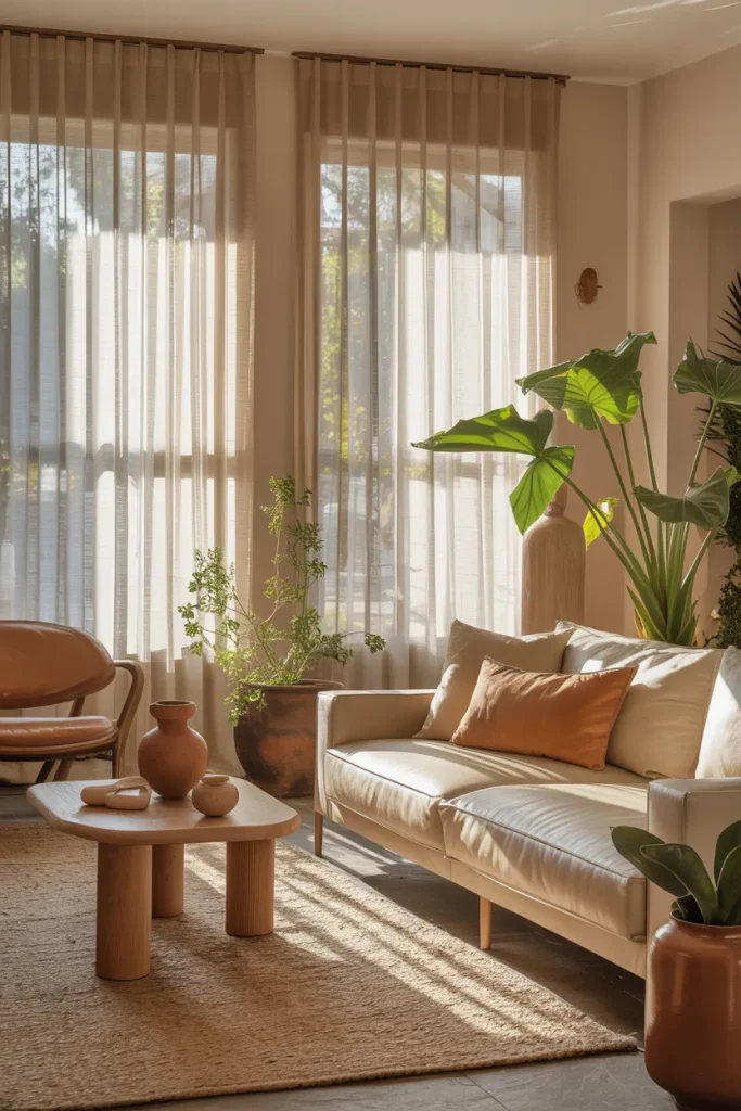 15 Sheer Curtains Living Room Ideas That Feel Effortlessly Elegant 8 Earthy Textured Sheers