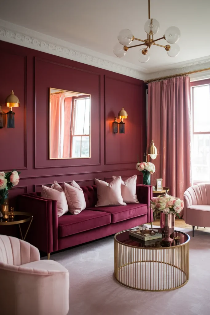 Rich Burgundy and Soft Blush