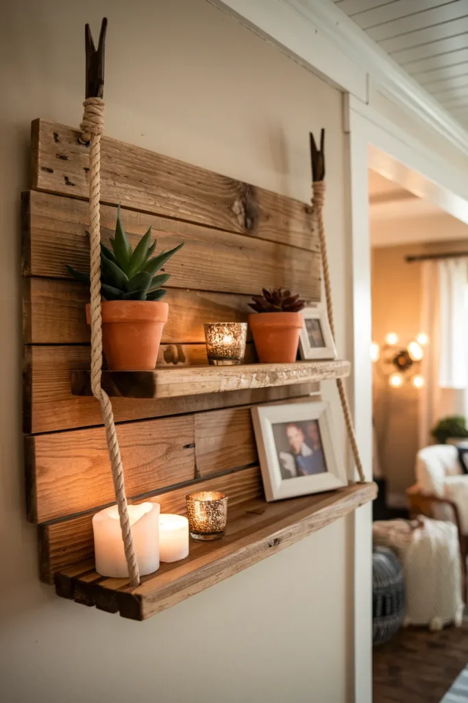 Rustic Wooden Shelf Art