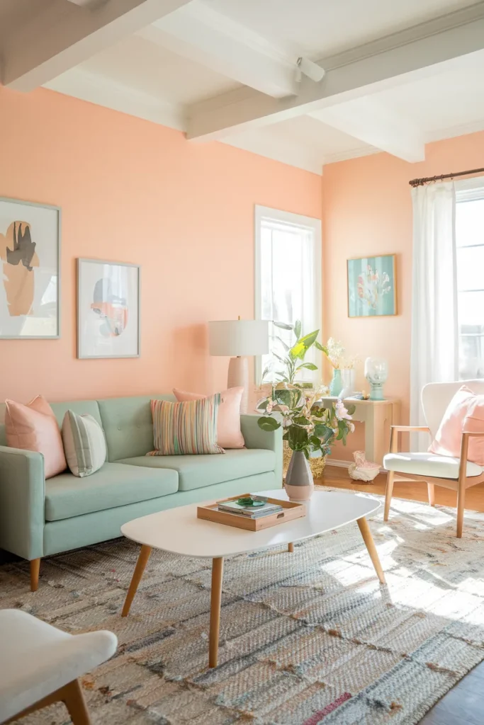 Soft Peach and Cool Mint