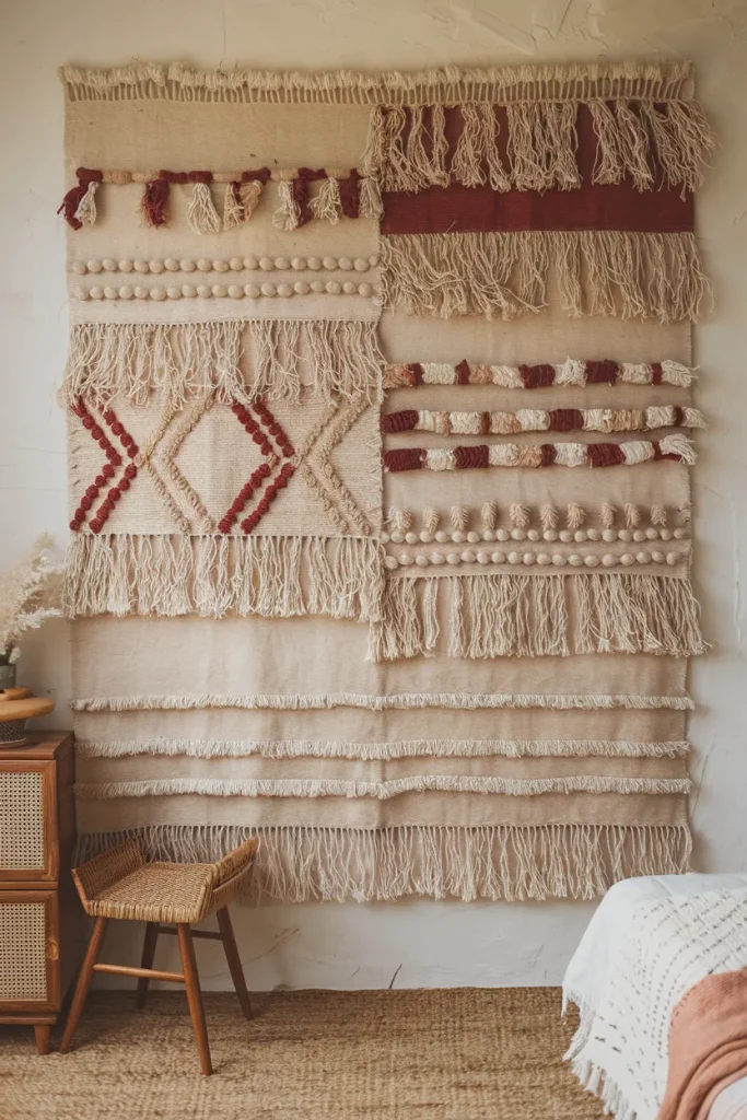 Textile Wall Art with Fringe Details
