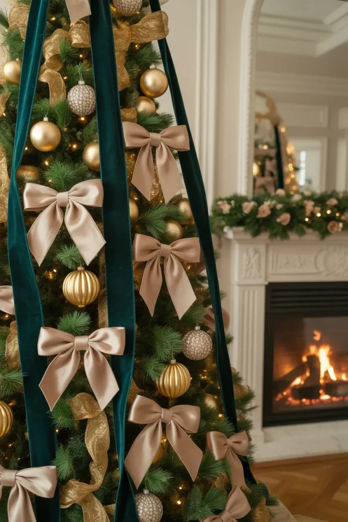 15 Luxury Christmas Decor Ideas That Look Expensive & Elegant 2 Embrace Opulence with Velvet and Silk Ribbons