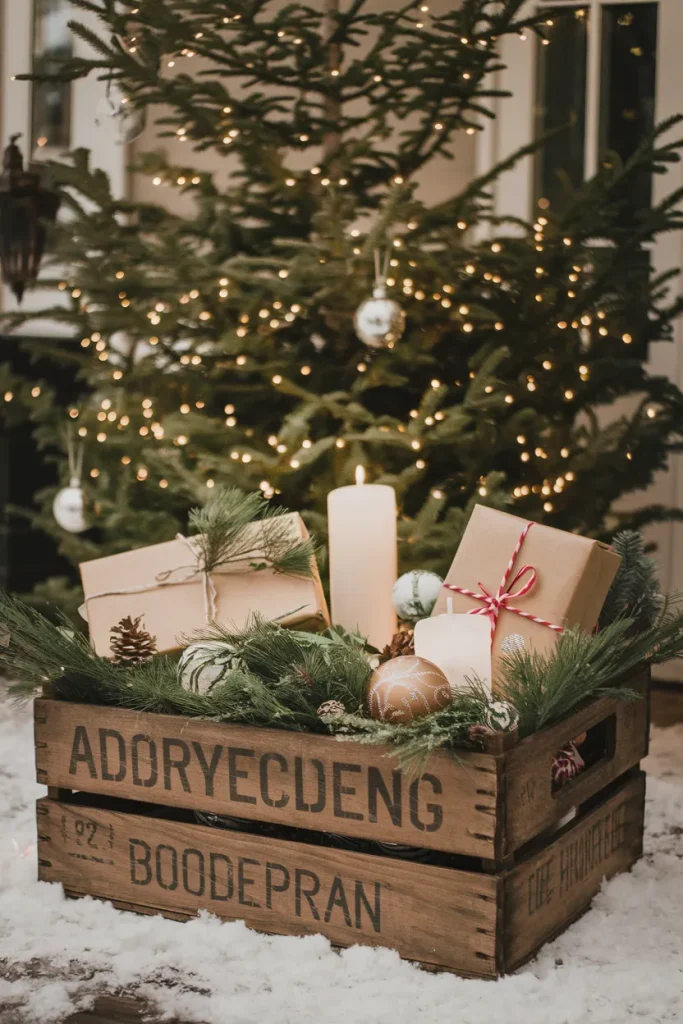 Vintage Christmas Crate Display