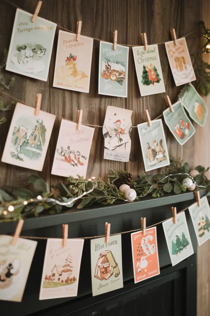 Vintage Christmas Postcards Display