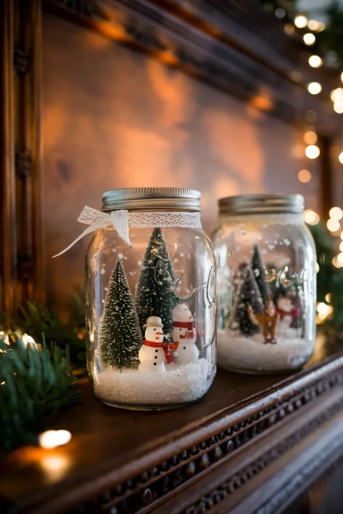 Vintage Mason Jar Snow Globes