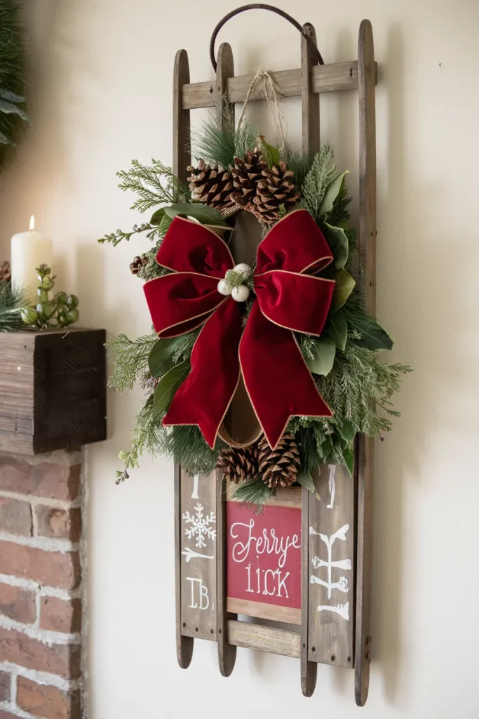 Vintage Wooden Sled Wall Decor