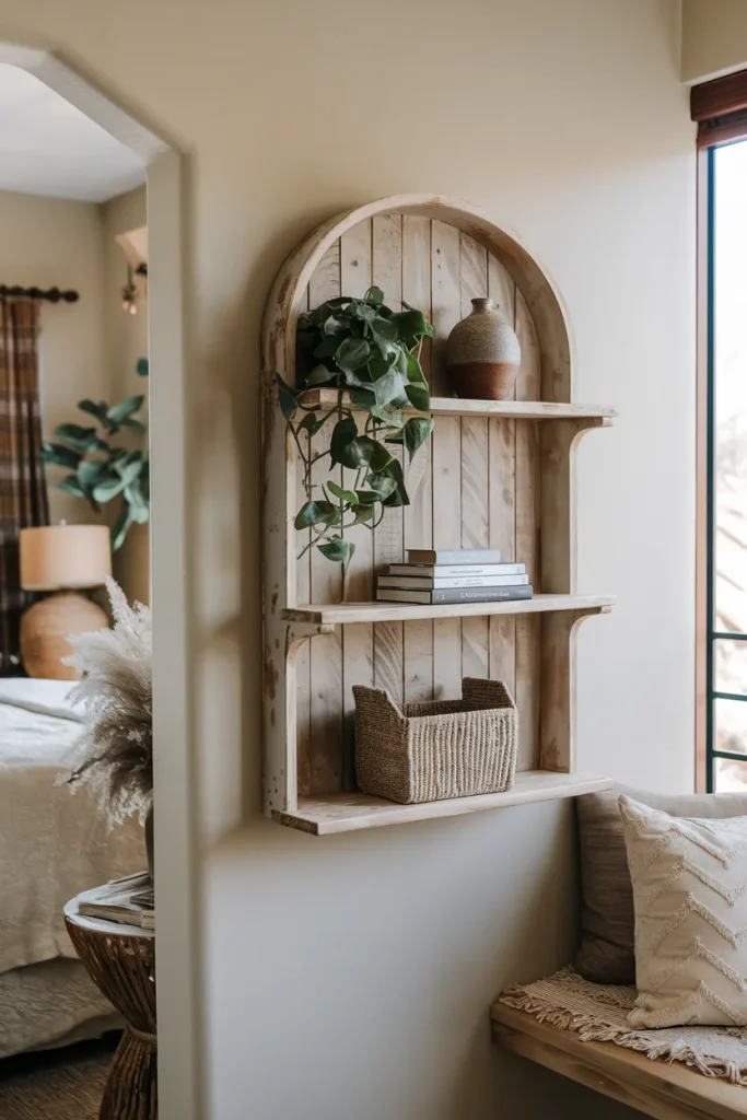 Wall-Mounted Shelves with Boho Decor
