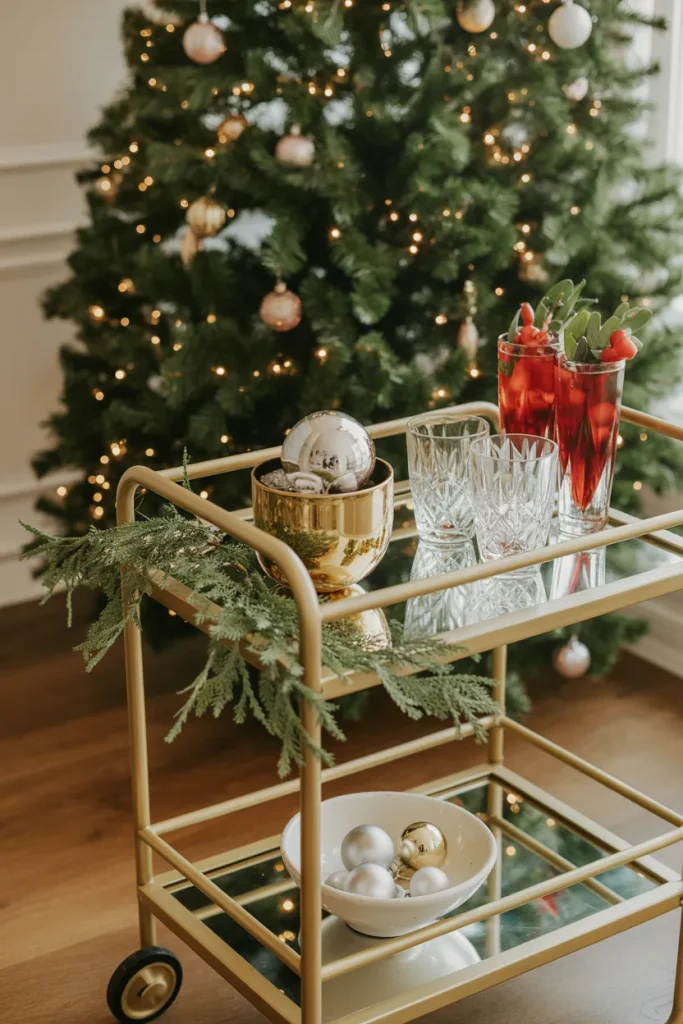 15 Luxury Christmas Decor Ideas That Look Expensive & Elegant 16 Bar Cart