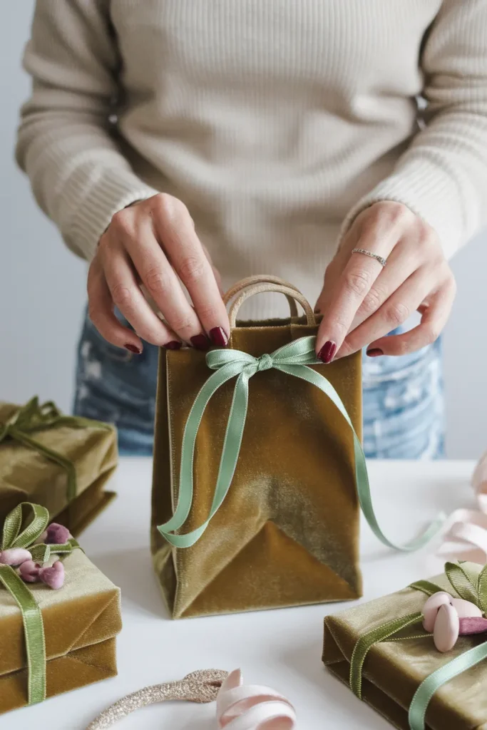 12 Dollar Store DIY Christmas Decor Ideas for Stylish and Affordable Holiday Decorating 11 DIY Velvet Gift Bags