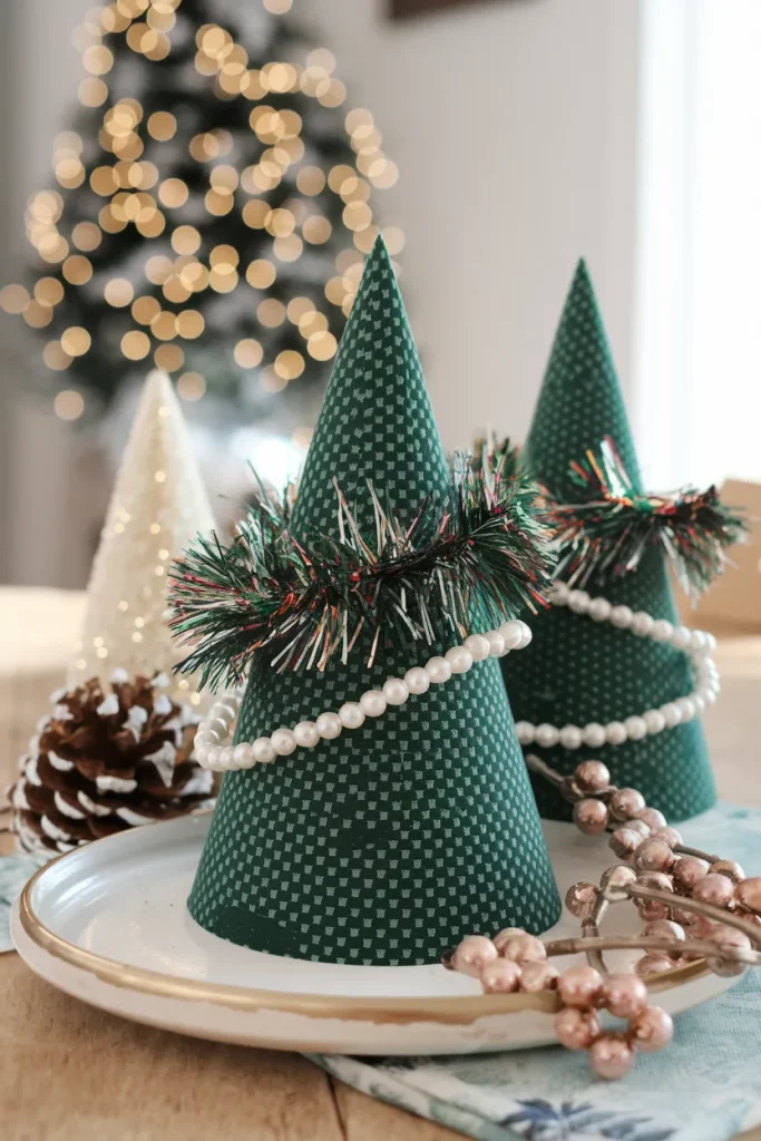 12 Dollar Store DIY Christmas Decor Ideas for Stylish and Affordable Holiday Decorating 2 Foam Cone Christmas Trees
