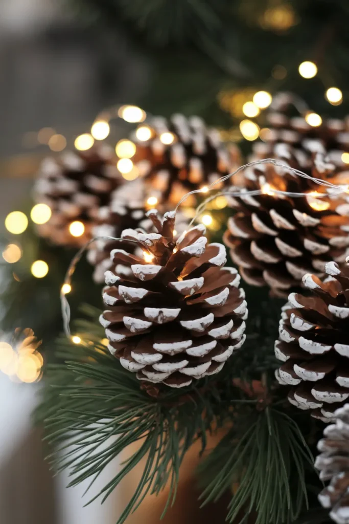12 Dollar Store DIY Christmas Decor Ideas for Stylish and Affordable Holiday Decorating 7 Glowing Pinecone Decorations