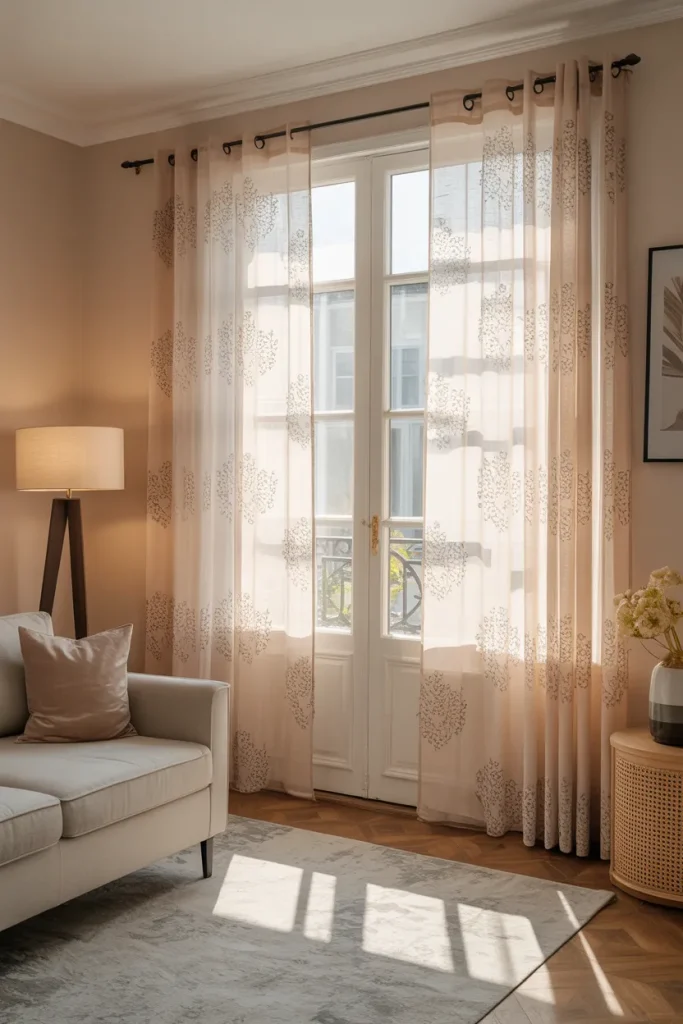 15 Sheer Curtains Living Room Ideas That Feel Effortlessly Elegant 10 Patterned Sheer Curtains