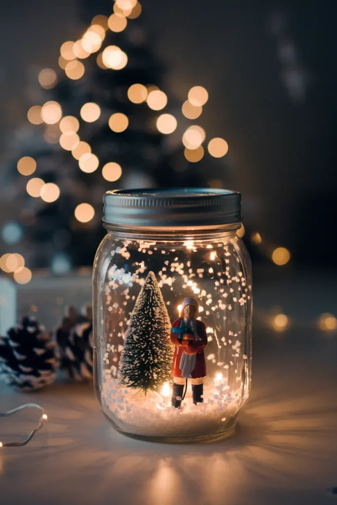 12 Dollar Store DIY Christmas Decor Ideas for Stylish and Affordable Holiday Decorating 3 Mason Jar Snow Globes